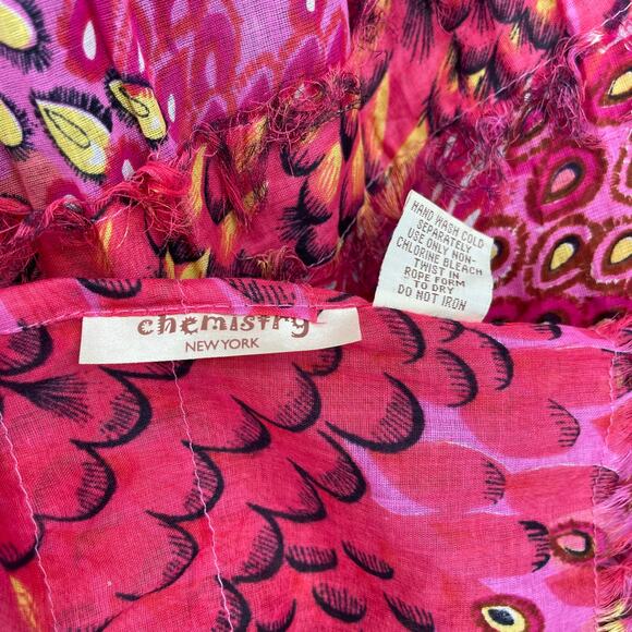 CHEMISTRY NEW YORK Pink Animal Print Fringe Scarf - Picture 5 of 10